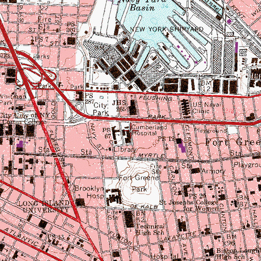 Topographic Map of Cumberland Diagnostic Treatment Center, NY