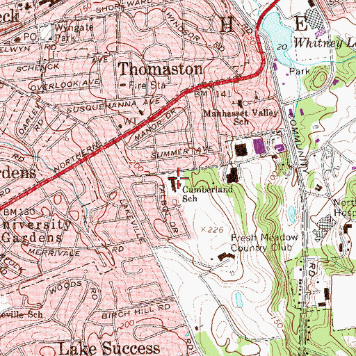 Topographic Map of Cumberland School, NY