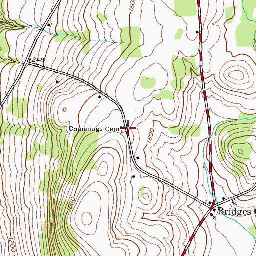 Topographic Map of Cummings Cemetery, NY