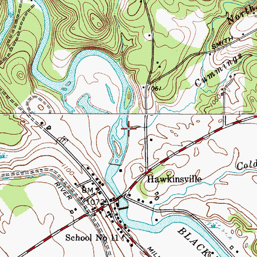 Topographic Map of Cummings Creek, NY