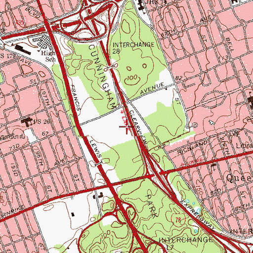 Topographic Map of Cunningham Park, NY