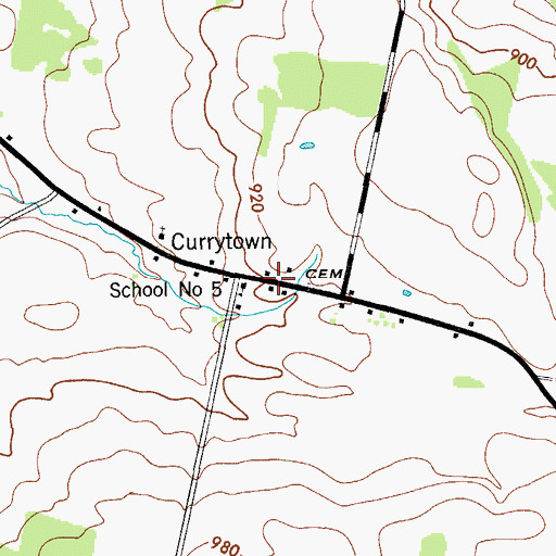 Topographic Map of Currytown, NY