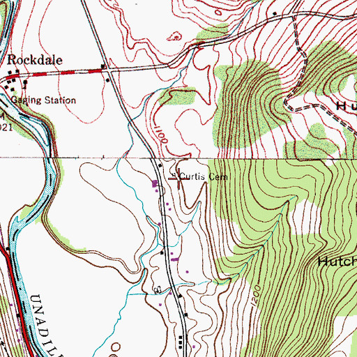 Topographic Map of Curtis Cemetery, NY