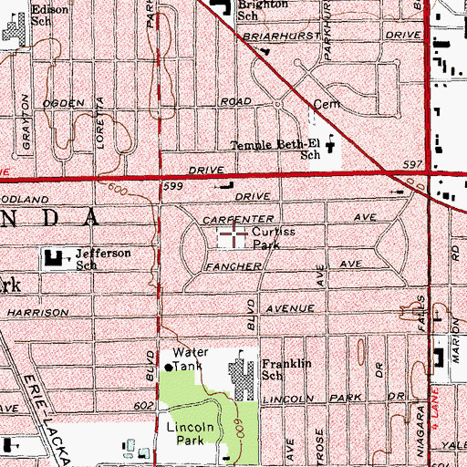 Topographic Map of Curtiss Park, NY