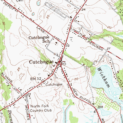 Topographic Map of Cutchogue, NY