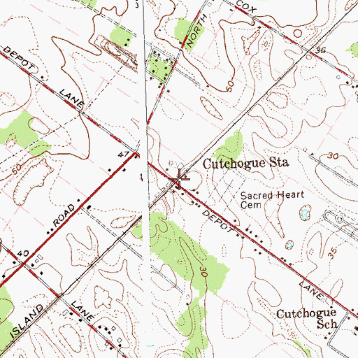 Topographic Map of Cutchogue Station, NY