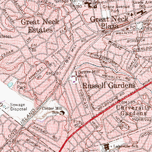 Topographic Map of Cutter Mill Park, NY