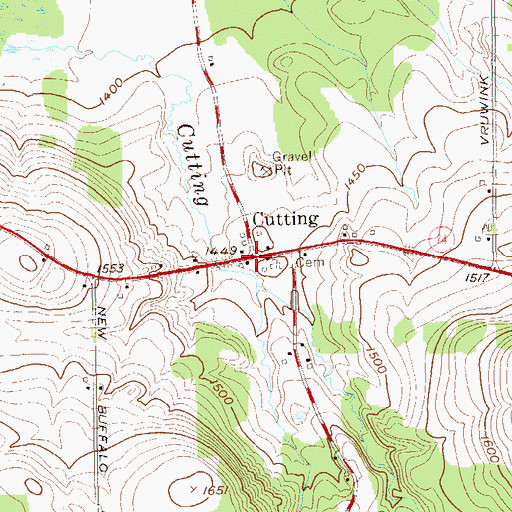 Topographic Map of Cutting, NY