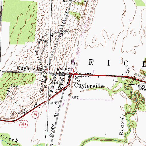 Topographic Map of Cuylerville, NY