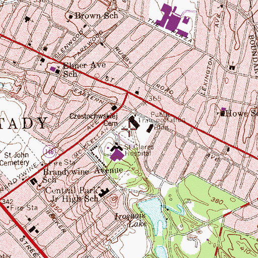 Topographic Map of Saint Marys Cemetery, NY