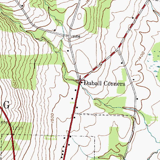 Topographic Map of Daball Corners, NY