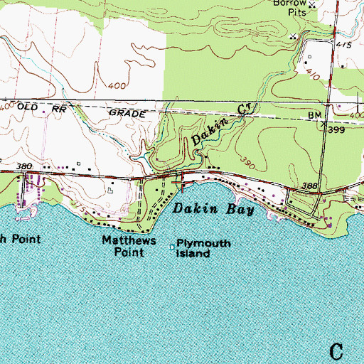 Topographic Map of Dakin Creek, NY