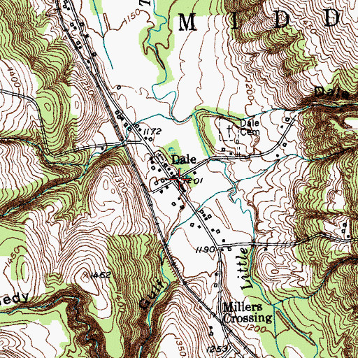 Topographic Map of Dale, NY
