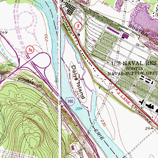 Topographic Map of Dalys Island, NY