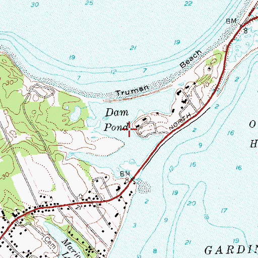 Topographic Map of Dam Pond, NY