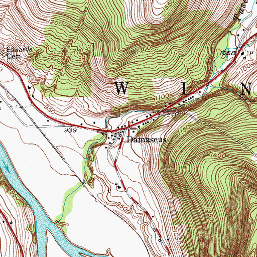 Topographic Map of Damascus, NY