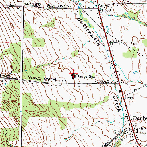 Topographic Map of Danby School, NY