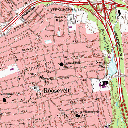 Topographic Map of Harry D Daniels Elementary School, NY