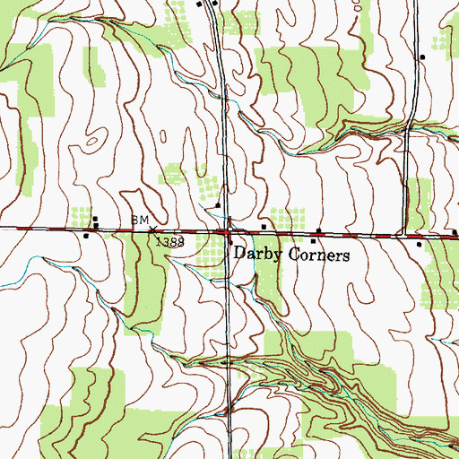 Topographic Map of Darby Corners, NY