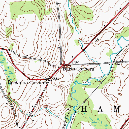 Topographic Map of Darts Corners, NY