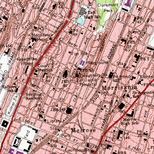 Topographic Map of Daughters of Jacob Geriatric Center, NY