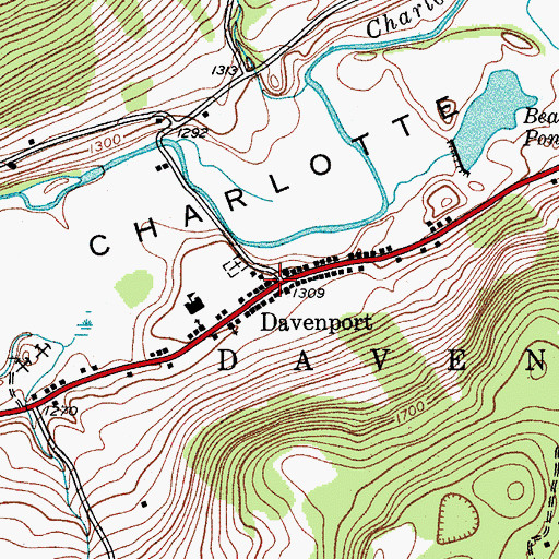 Topographic Map of Davenport, NY