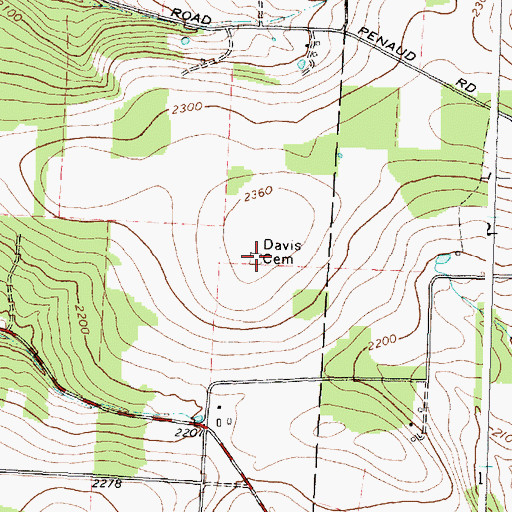 Topographic Map of Davis Cemetery, NY