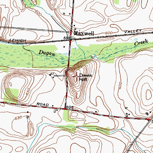 Topographic Map of Davis Hill, NY