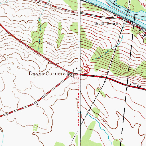 Topographic Map of Davys Corners, NY