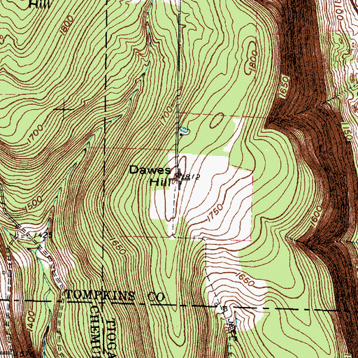 Topographic Map of Dawes Hill, NY