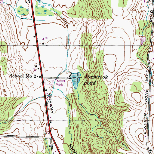 Topographic Map of Daybrook Pond, NY