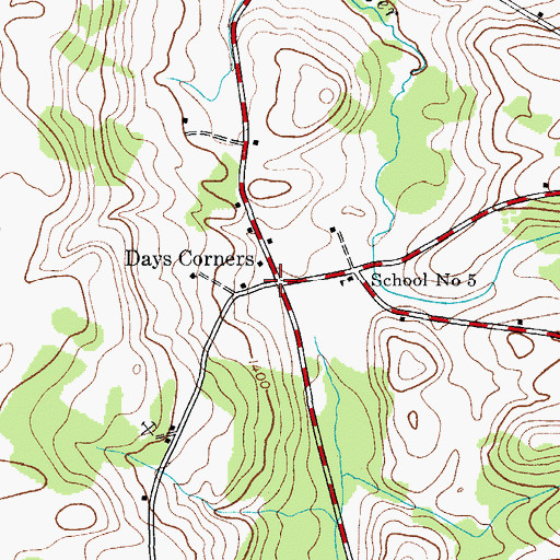 Topographic Map of Days Corners, NY