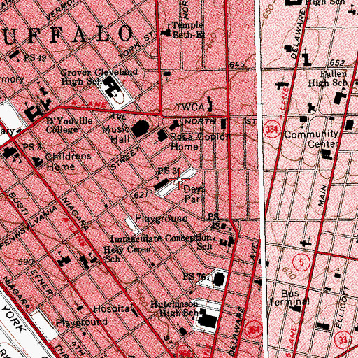 Topographic Map of Days Park, NY