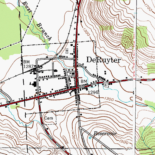Topographic Map of DeRuyter, NY