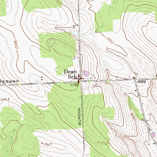 Topographic Map of Dean School, NY