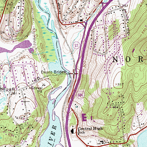 Topographic Map of Deans Bridge, NY