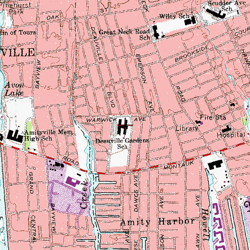 Topographic Map of Deauville Gardens Elementary School, NY
