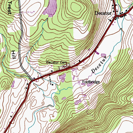 Topographic Map of Decatur Cemetery, NY