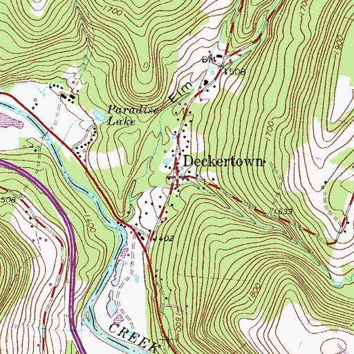 Topographic Map of Deckertown, NY