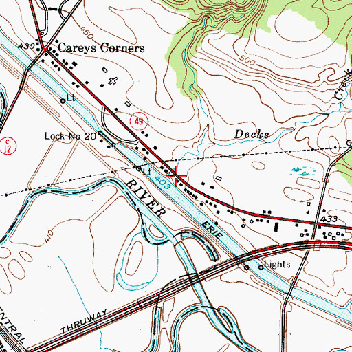 Topographic Map of Decks Creek, NY