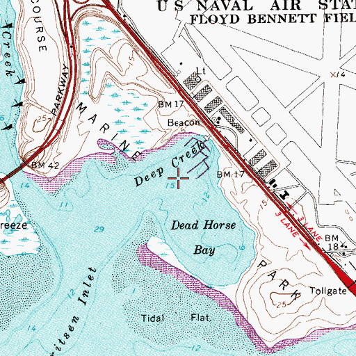 Topographic Map of Deep Creek, NY