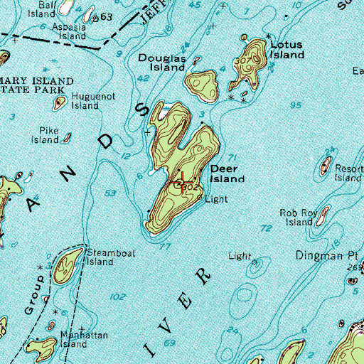 Topographic Map of Deer Island, NY