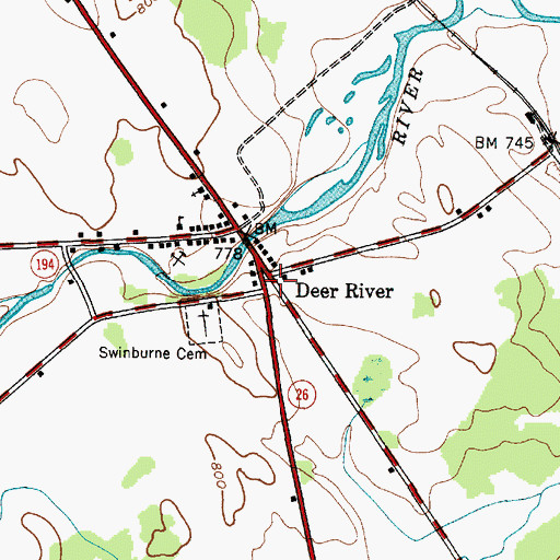 Topographic Map of Deer River, NY