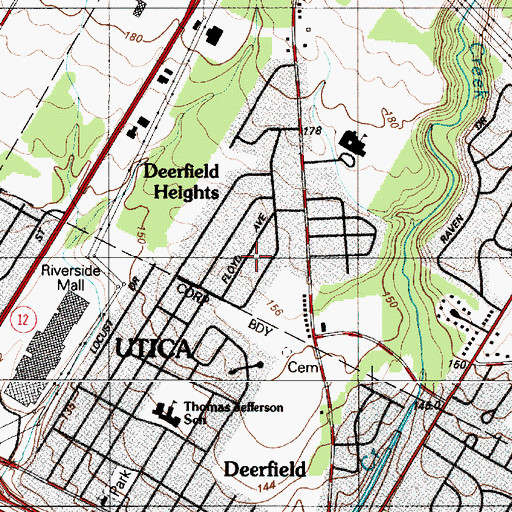 Topographic Map of Deerfield Heights, NY