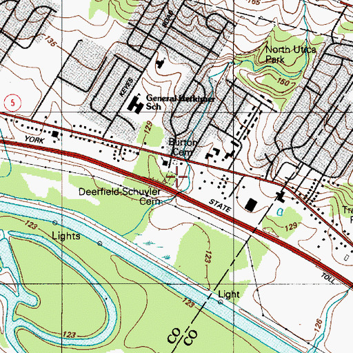 Topographic Map of Deerfield Schuyler Cemetery, NY