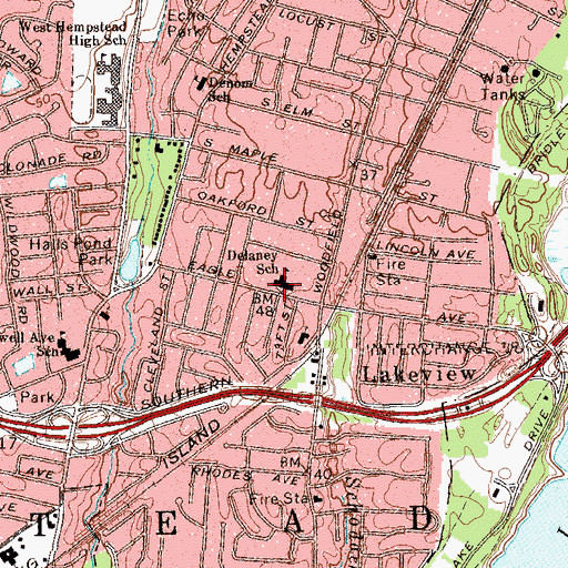 Topographic Map of Eagle Avenue Elementary School, NY