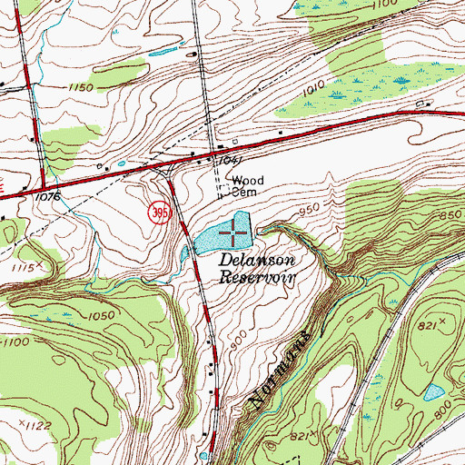 Topographic Map of Delanson Reservoir, NY