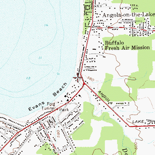 Topographic Map of Delaware Creek, NY