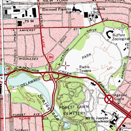 Topographic Map of Delaware Park, NY