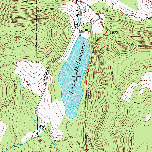 Topographic Map of Lake Delaware, NY